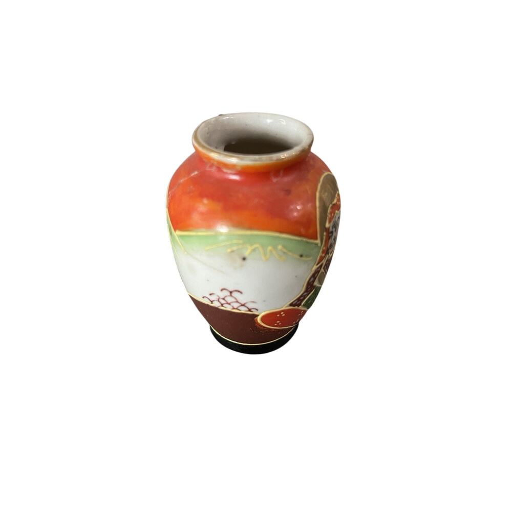 Vintage Occupied Japan Moriage Miniature Vase Samurai Warrior Figural 4” - Picture 8 of 8